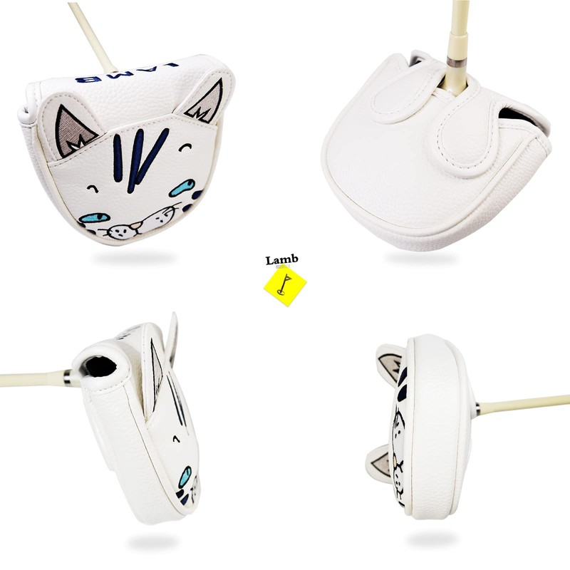 Lamb Golf Putter Cover Mallet Headcover Center Shaft Magnetic Closure