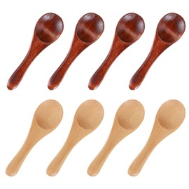 Oruola 8Pcs Small Wooden Spoons,3.94 X 1.18 in Mini Wooden Spoons for Jars,Wood Color Tiny Wood Teaspoons for Eating Ice Cream CondimentsTea Bath Salt Coffee, Wooden Mini Condiment Spoons
