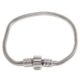ICYROSE the Forever Bracelet Stainless Steel Starter Charm Bracelet Barrel Snap Clasp for Adults & Kids Fits European Style Beads (8 inches)