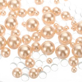 PATIKIL 150 Pieces Floating Beads, 8/14/20mm Vase Fillers Beads Vase Centerpieces Floating Pearl Bead No Hole and 8000Pcs Clear Water Gel Bead for Vase Decoration, Light Champagne
