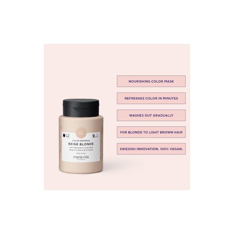 Maria Nila Color Refresh, Beige Blonde, Cool-toned Soft Beige Hair,