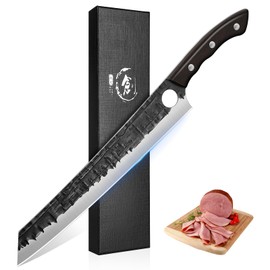 TIJERAS Brisket Carving Trimming Knife, Meat Slicing BBQ Knife, 11.6 Inch Hand Forged Full-Tang Slicer Knives for Meat Cutting Turkey Ham, Birthday Dad Mom Gift