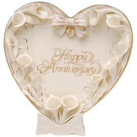 Happy Anniversary Calla Lily Heart Plate and Stand