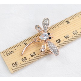 Gyn&Joy Women's Dragonfly Insect Clear Colored Rhinestone CZ Brooch Pin