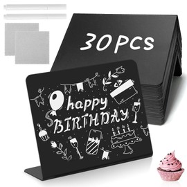 Pack of 30 Chalkboard Small Set, L Stand Mini Chalkboard Signs Price Tags 100 x 75 mm, Small Chalkboard Slate Board for Labelling, Place Cards for Wedding, Birthday Party, Buffet Table