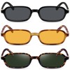 YMRFW Retro Rectangular Sunglasses for Women Narrow Trendy Small 90s