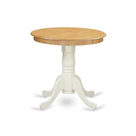 East West Furniture EMT-OLW-TP Eden Dining Room Table - a Round kitchen Table Top with Pedestal Base, 30x30 Inch, Oak & Linen White
