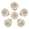 Piutouyar 6PCS Ceramic Cabinet Knobs,Gold and White Roll Hand Painted