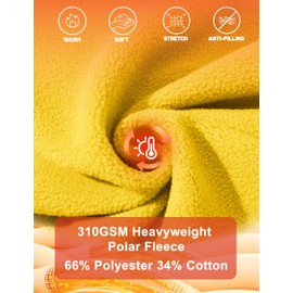 MAGCOMSEN Crewneck Sweatshirts for Women Fleece Lined Winter Shirts for Women Warm Pullovers Long Sleeve Yellow,Small