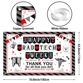 Wollmix Happy Rad Tech Week Decorations Banner - 70.8 x 43.3 Inch Large Backdrop Sign for Radiology Technology Week, We Appreciate You Thank You Gift, Wall Party Decor Supplies