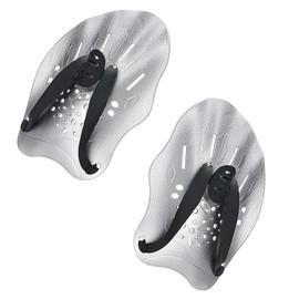 1 Pair of Swimming Hand Paddles, Swimming Training Paddles, Swimming Paddle with Adjustable Straps for Teenagers, Adults, Children, Unisex (Silver Grey)