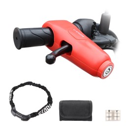 Motorcycle Lock, Universal Motorcycle Handlebar Throttle Lock, Front Brake and Clutch Locks for Mountain Bicycles, ATVs, with Motorcycle Saddle Bag and 5-Digit Code Motorcycle Chain Lock (Corner)