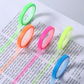 5 Rolls Highlight Strip Roll Coloured Transparent Tape Sticky Note Tape Fluorescent Coloured Tags Removable Fluorescent Coloured Tags for Reading Notes Making Teachers Students (6 mm x 5 m)