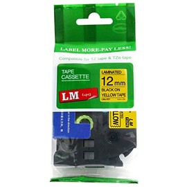 LM Tapes - Premium 1/2" Black Print on Yellow Label (12mm 0.47 Laminated) Compatible with Brother TZe-631 P-Touch Tape TZ-631 and Comes with a Great Tape Color/Size Guide.