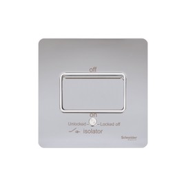 Schneider Electric Ultimate Screwless Flat Plate 10AX 3P Isolator Switch Polished Chrome White Insert