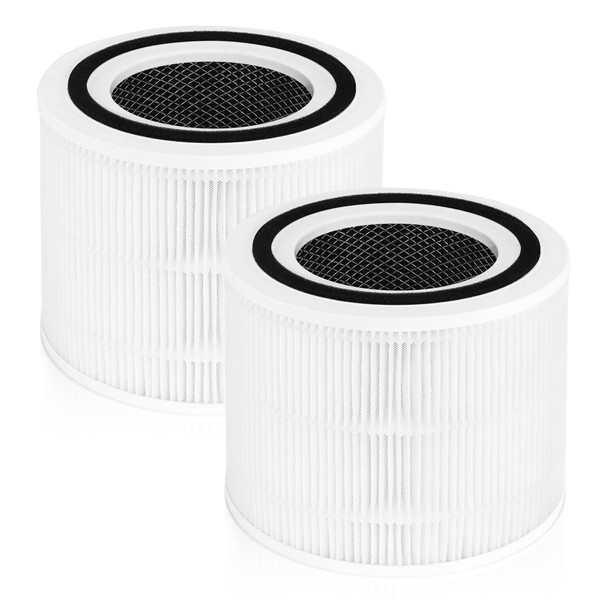Core 300 Replacement Filter Fit for Levoit Air Purifier, Compared to Core 300-RF, 3-IN-1 H13 True HEPA Filter Activated Carbon Filter, 2 Pack, White