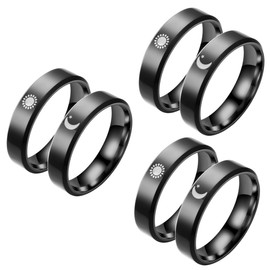 FOMIYES 3 Pairs Moon and Sun Promise Rings for Him and Her Matching Celestial Bands Durable Comfortable Stylish Engagement Jewelry for Couples for Anniversaries and
