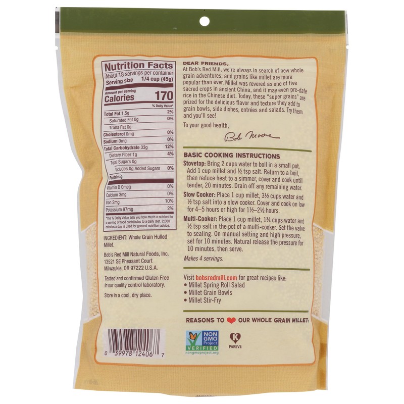 Bob's Red Mill Whole Grain Millet, 28oz (Pack of 1)