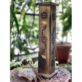 Wooden Incense Holder and Cone Burner Tower Large Organic Eco Friendly Ash Catcher Agarbatti Holder Rustic Style Hand Carved for Meditation Yoga Aromatherapy Home