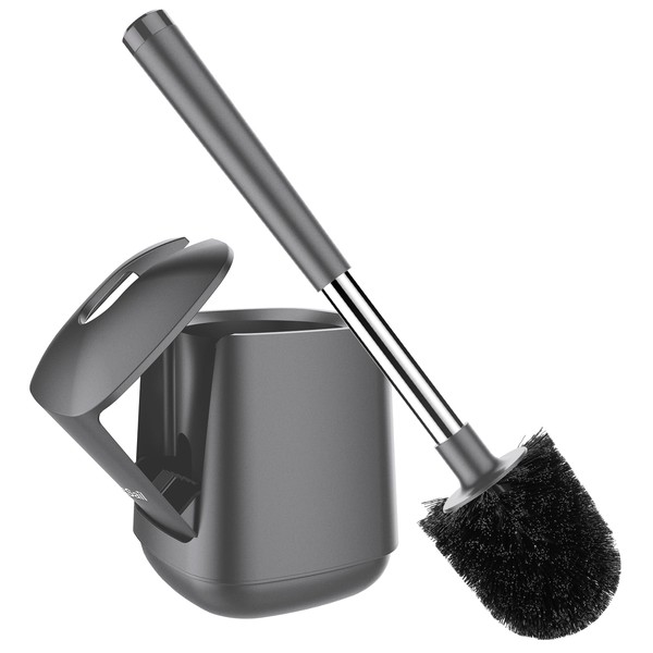SetSail Toilet Brush and Holder, Self Closing Lid Toilet Bowl