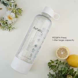 Asfolia soda maker bottles, 1L Reusable Carbonating Bottle，BPA-free PET bottles，2 Pack (White)