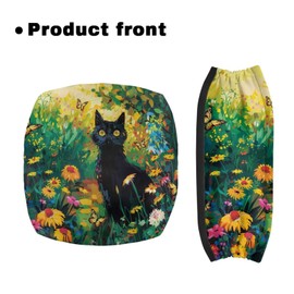 Luarisgur Rollator Walker Accessories Black Cat Walker Seat Covers for Ladies Universal Rollator Walker Seat and Backrest Covers Flowers Fabric Walkers for Seniors with Seat Gift Covers