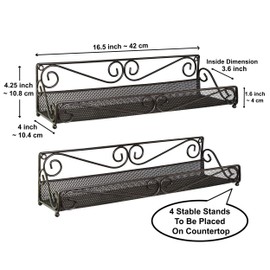 AMT Spice Rack, Wall Mount Organizer, Pantry Cabinet Door Shelf Storage, Kitchen seasoning Hanging Display for Spice Jars, Sauces, Herbs, Cosmetic Beauty Bottles (1 Tier- Style 9S (2PCS)