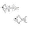 Fish Earrings 925 Sterling Silver with Love Heart