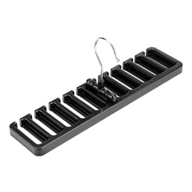 Belt Holder Tie Holder with 10 Slots for Ties and Belts, Scarf, Sturdy Plastic, Space Saving, 30.5 x 7.3 x 14 cm, Black