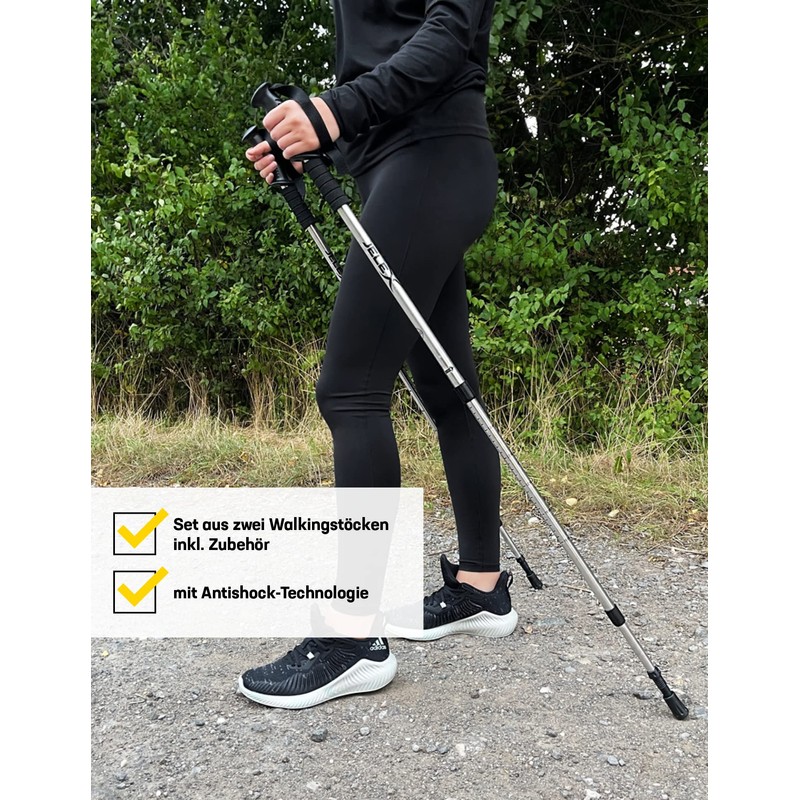 JELEX Nature Telescopic Walking Poles for Nordic Walking Adjustable Includes