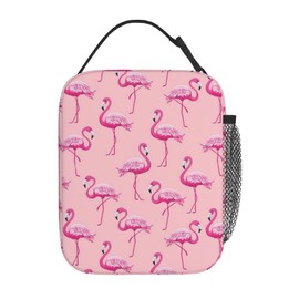 Lunch Bag Lunch Box for Kids Boys Girls Women Men, Reusable Insulated Lunch Tote Bag, Thermal Cooler Sack Food Handbags High Capacity for School Work Travel Picnic (Flamingo)