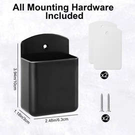 Jeqqinuz 2Pcs Remote Control Holder Wall, Self-Adhesive Remote Control Holder TV Controller Organizer, Wall Storage Box for TV Controls, Pens, Accessories for Home, Office, and School(Black)