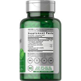 Horbäach Chlorophyll Pills | 300 Chewable Tablets | Natural Peppermint Flavor | Vegan, Non-GMO & Gluten Free Supplement