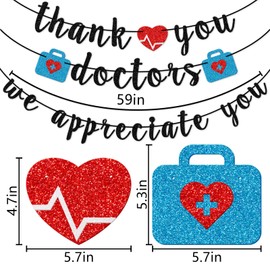 Firefairy Thank You Doctors We Apreciate You Banner, pancarta preencordada para el Día del Doctor, decoración del Día de los Doctores, decoración de fiesta de la semana de agradecimiento al médico,