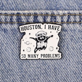 I Have So Many Problem Space Raccoon Meme Pin Brooch, Mental Breakdown Astronaut Raccoon Enamel Pin, Gift For Anxious Weird Friend Coworker, Internet Meme Brooches, Sarcastic Humor Lapel Badge, Anxiety Humor Accessories
