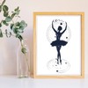 FILM FOR FRAMING Ballerina. Poster with Image Dancing with the Cosmos. Poster Nordic Style. Foil Printed on Paper 250 Grams and Resistant Inks. A3 size. Product of Design.