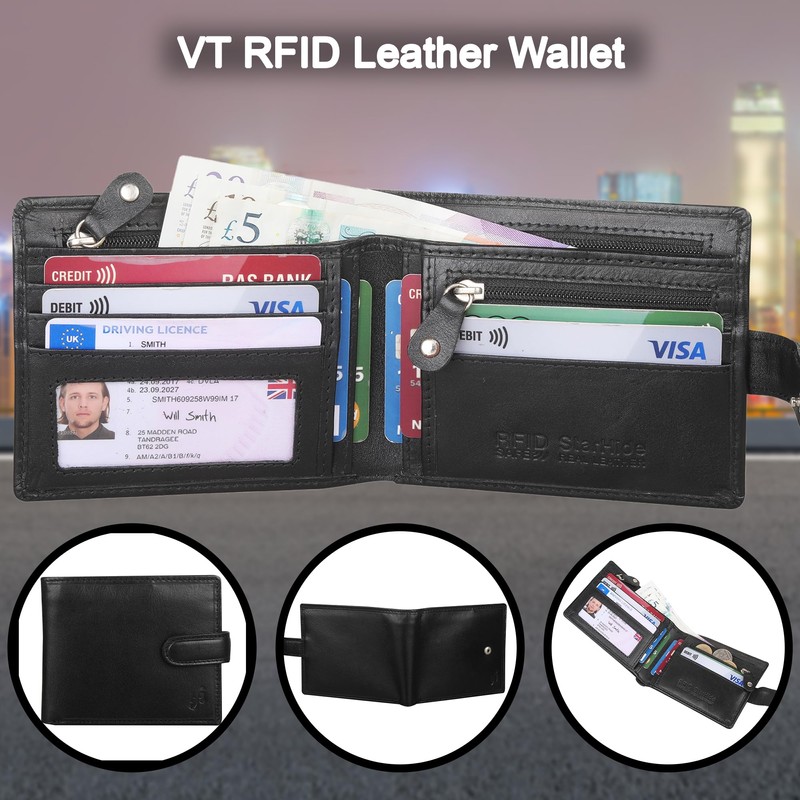 STARHIDE Mens RFID Blocking Slim Wallet Genuine VT Leather Billfold