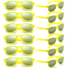 Dwenarry Yellow Sunglasses Bulk Adult Party Sunglasses Set Retro Wholesale Unisex Shades 12 Pack,Summer Festivals
