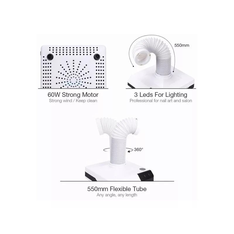 ForeverLily Extractor De Polvo Para Uñas Acrilicas Profesional Nail 60w