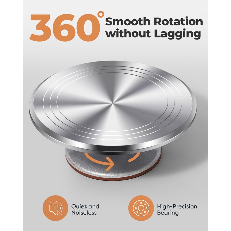 Kootek Aluminium Cake Turntable Set, Baking Tools with Revolving 12"