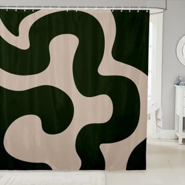 Jejeloiu - Cortina de ducha de color negro y beige de 72 x 78 pulgadas, geometría geométrica moderna, para baño, cortina de baño de arte neutro, accesorios de baño para niños