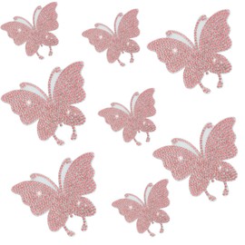 ZIMISI 8PCS Bling Crystal Butterfly Car Decals, Self-Adhesive Butterfly Stickers for Women, Rhinestone Car Window Stickers, Automotive Decoration Accessories for Cars Window Bumper Laptops (Pink)