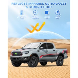 Canvcle Sunshades for 2019-2025 2026 Ford Ranger 4Door Windshield Sunshade Side Rear Windows Sun Visor Shield Privacy Cover Keep Vehicle Cool Black 5PCS