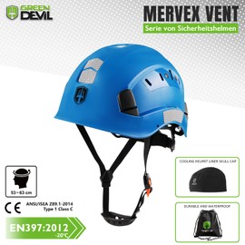 GREEN DEVIL Protective Helmet Work Helmet Hard Hat Adjustable ABS Safety Helmet Lightweight Ventilated Construction Helmet with EN 397 Industrial Helmet