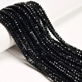 Unbranded Black Onyx Faceted Rondelle Beads Size 3x4mm 15.5" Strand