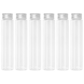 Yoodelife Test Tubes, 110ml Clear Flat Plastic Test Tubes Containers with Screw Caps, 34x150mm Tubes for Birthday Party Candy Sample Bead Bath Salt Storage Scientific Lab Experiments, Pack of 6