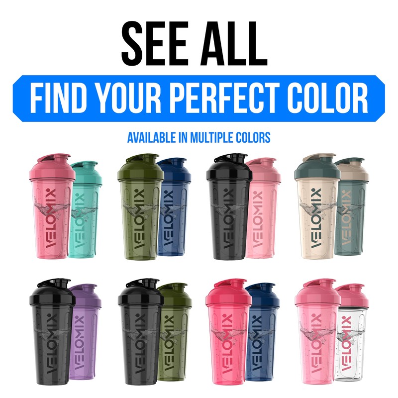 VELOMIX -2 Pack- 28 oz Protein Shaker Bottles for Protein