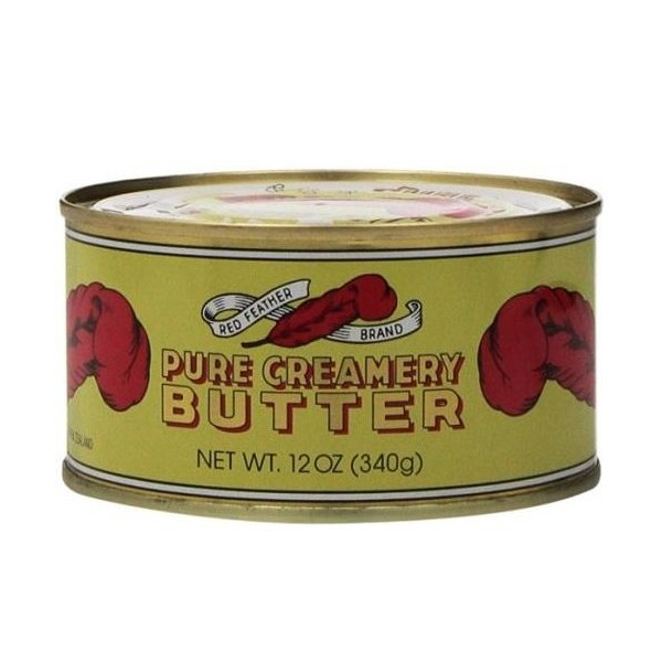 Red Feather Canned Butter A real butter from new Zealand-100% pure no artificial colors or flavors-Great For Hurricane Preparedness Emergency Survival Earthquake Kit-(2 Cans/12Oz Each)