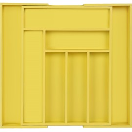 Utopia Kitchen Silverware Organizer, Expandable Bamboo Utensil Drawer Organizer, Kitchen Drawer Organizer, Silverware Organizer for Cutlery, Utensils, Flatware Holder (6-8 Slots, Yellow) Pack of 1