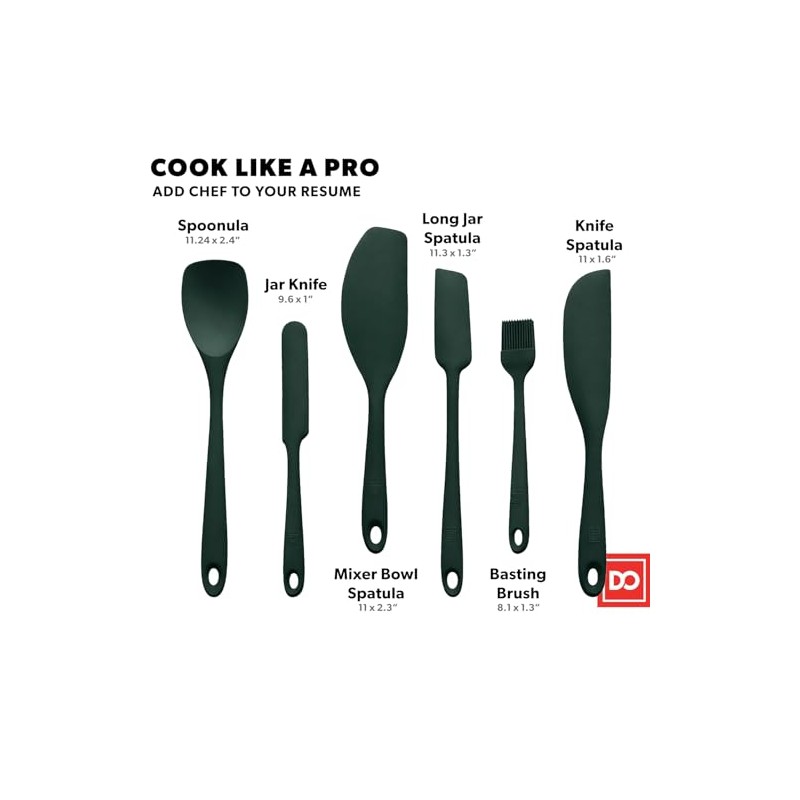 DI ORO 6-Piece Silicone Spatula Set - Heat-Resistant Kitchen Utensils